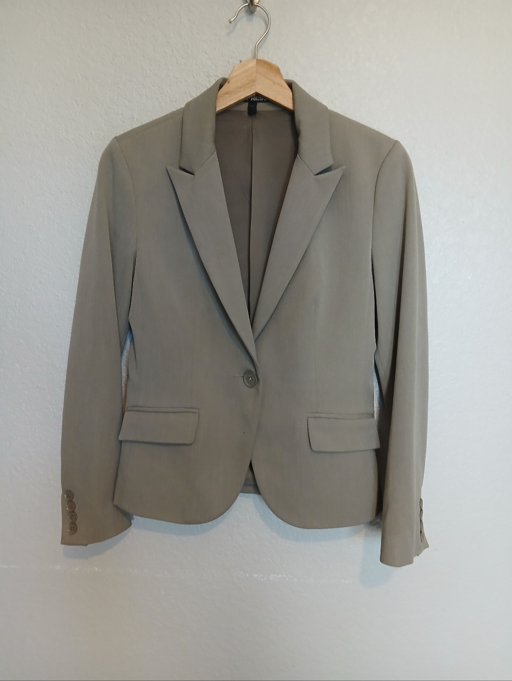 Express Tailored Tan Taupe Single-Button Blazer Fitted Suit Jacket Size 2